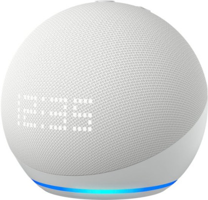 Echo Dot with Clock (5th Gen, 2022 Release) Smart Speaker with Alexa - Glacier White